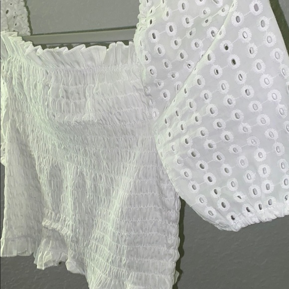 White Ruffled Crop Top - Picture 2 of 4